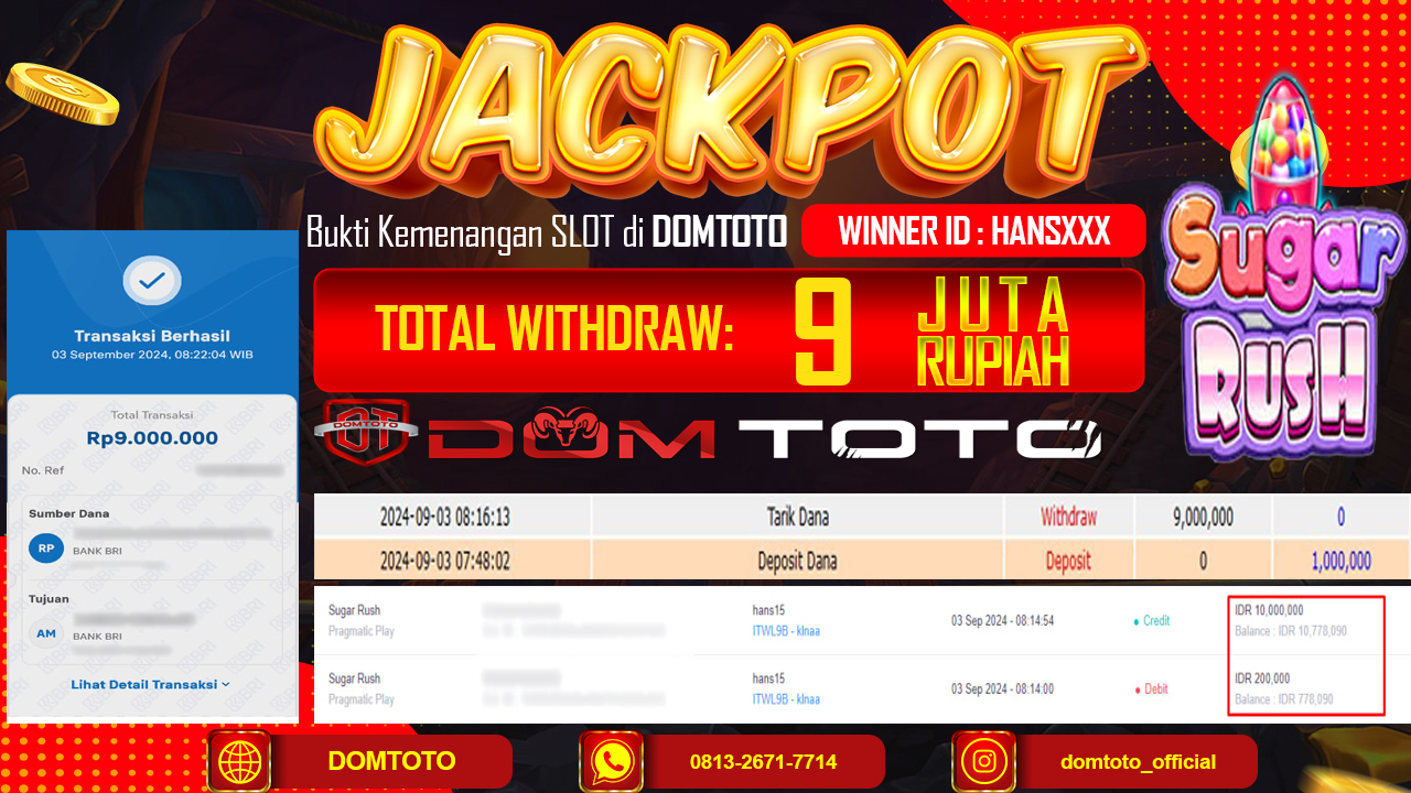 JACKPOT MENANG SLOT SUGAR RUSH 03 SEPTEMBER 2024